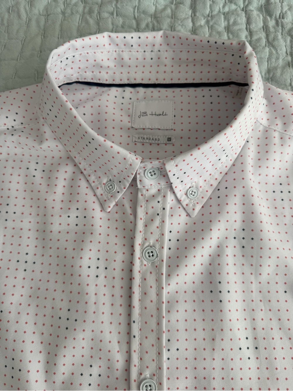 JB Holt Men's Dot Print Button Down Shirt Standard Fit Size M